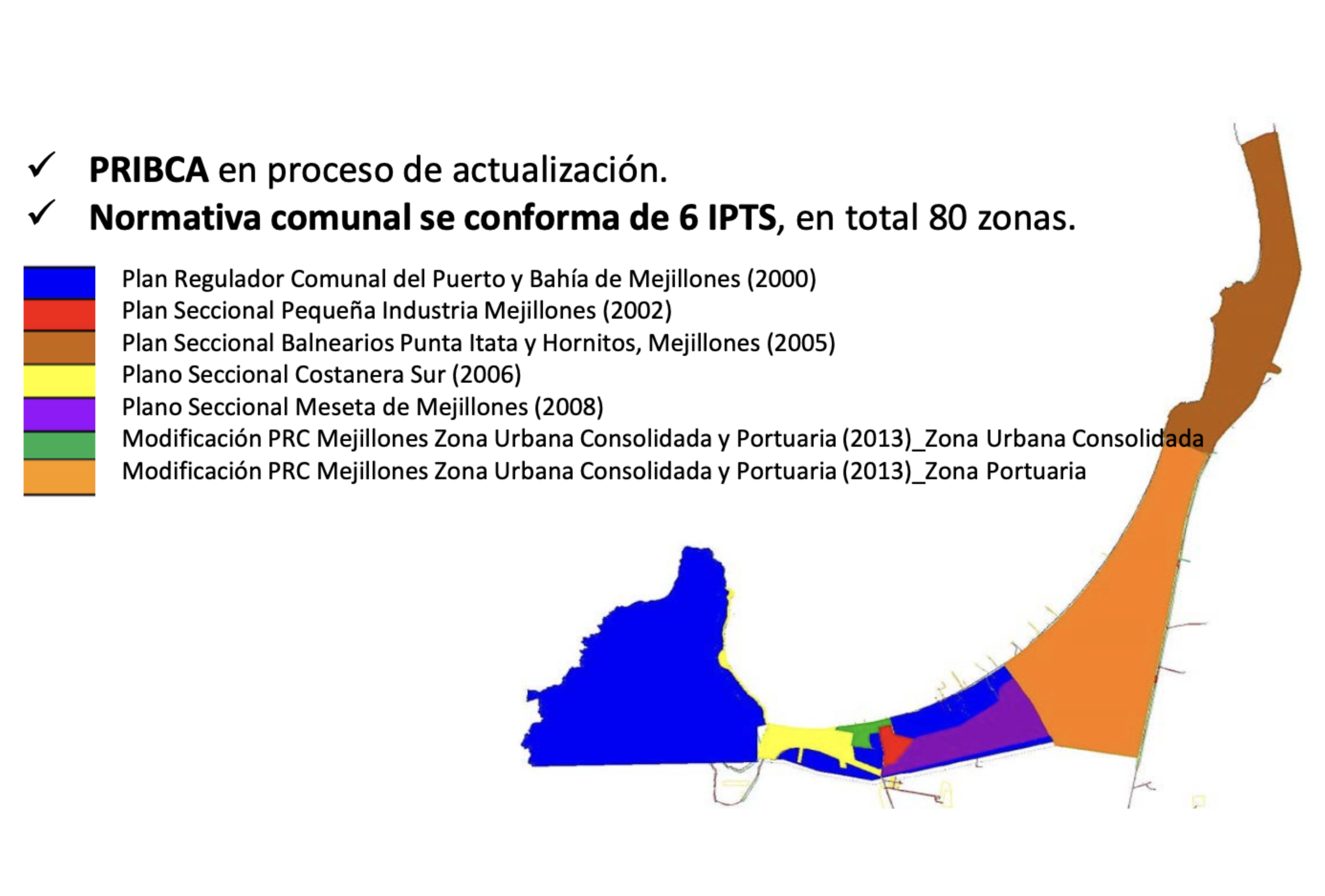 Detalle de los IPT vigentes en la comuna de Mejillones